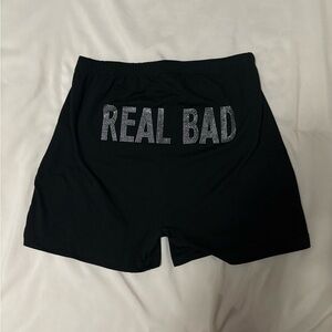 Black “REAL BAD” Lounge Shorts – Size M